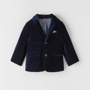 Boys Zara velvet navy blue jacket 3-4years